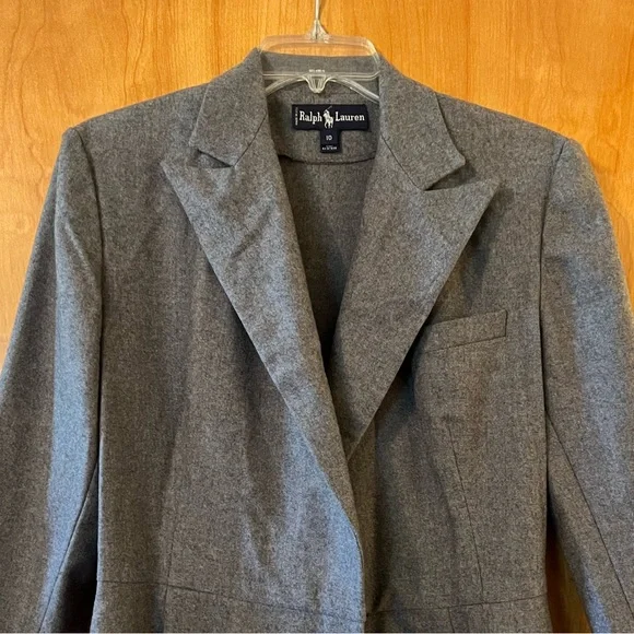 Ralph Lauren Wool Coat With Belt Gray Vintage Blue Label Made USA Size 10 FLAW - Picture 10 of 16